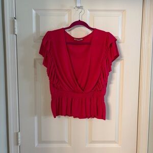 Zara Red Ruffled Women's Top, Size L